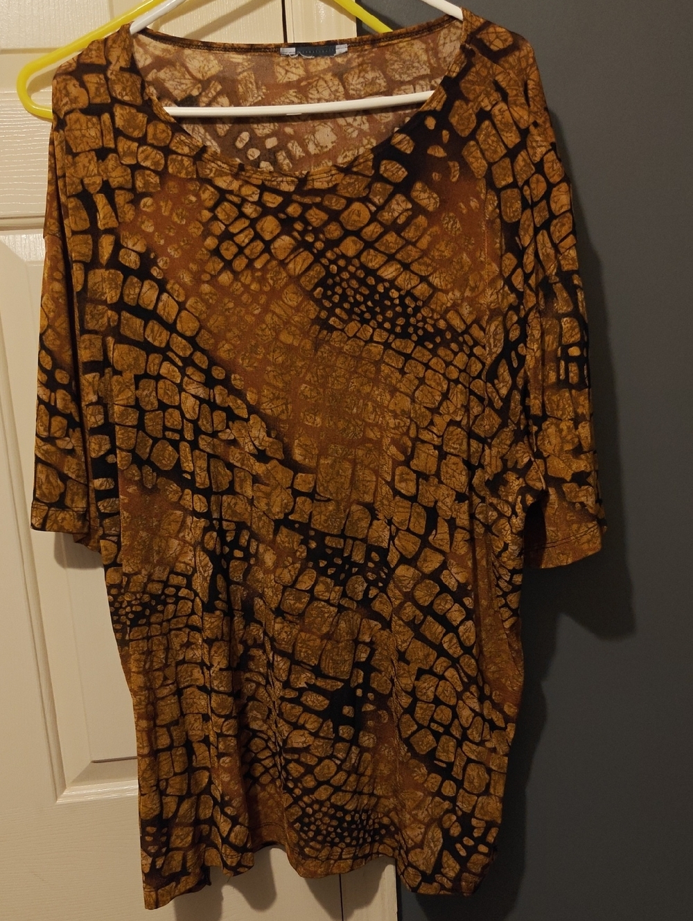 Brown & Black Abstract Tile Print Tunic